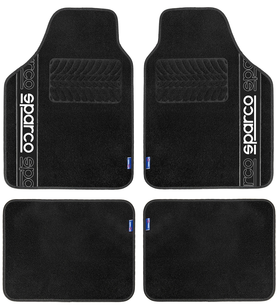 Set 4 tappetini neri per auto sparco in moquette